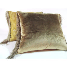 Pair of Pillows Algerian Mat of Gold with Raised Silver Thread Arbors
