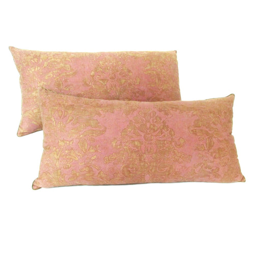 Rare Pair of 1900's Fortuny Pink Fabric in his 