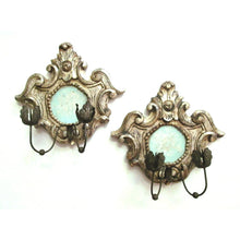 Pair Italian 19th Century Silver Leaf Candle Sconces